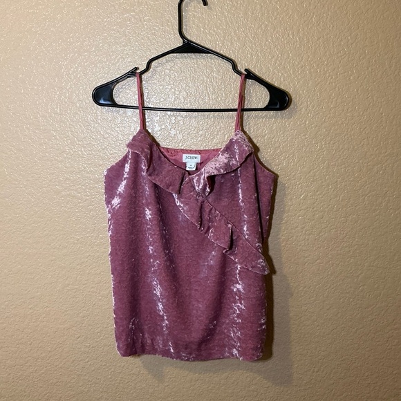 J.Crew Fairy Core Pink Crushed Velvet Tank Ruffles Adjustable strap - Picture 1 of 2